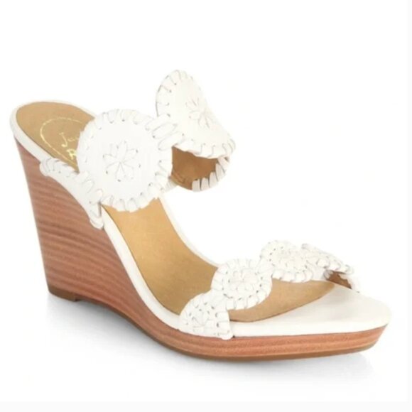 Jack Rogers Luccia White Wedge Sandals - Size 8 - Picture 1 of 9